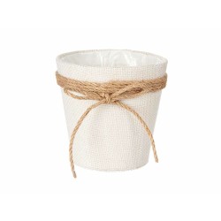 Cache-pot Ibergarden WY18-71 Blanc Marron Tissu Corde Plastique Lien 14 x 12,5 x 14 cm 14 x 14 x 14 cm (24 Unités)