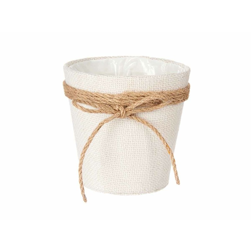 Planter Ibergarden WY18-71 White Brown Cloth Rope Plastic Lasso 14 x 12,5 x 14 cm 14 x 14 x 14 cm (24 Units)