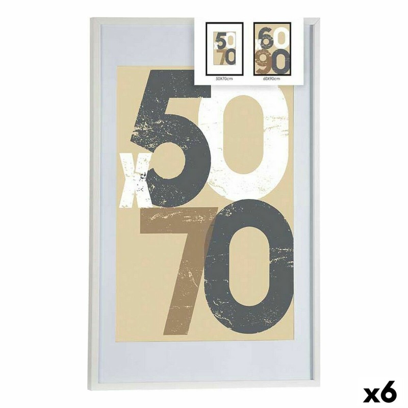 Cadre photo 62,5 x 2,5 x 92,5 cm Blanc Plastique Bois MDF (6 Unités)