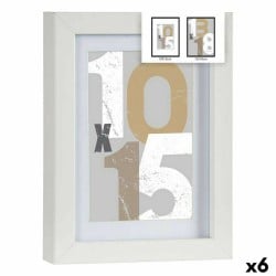 Cadre photo Blanc verre Bois MDF 16 x 21 x 2,5 cm (6 Unités)