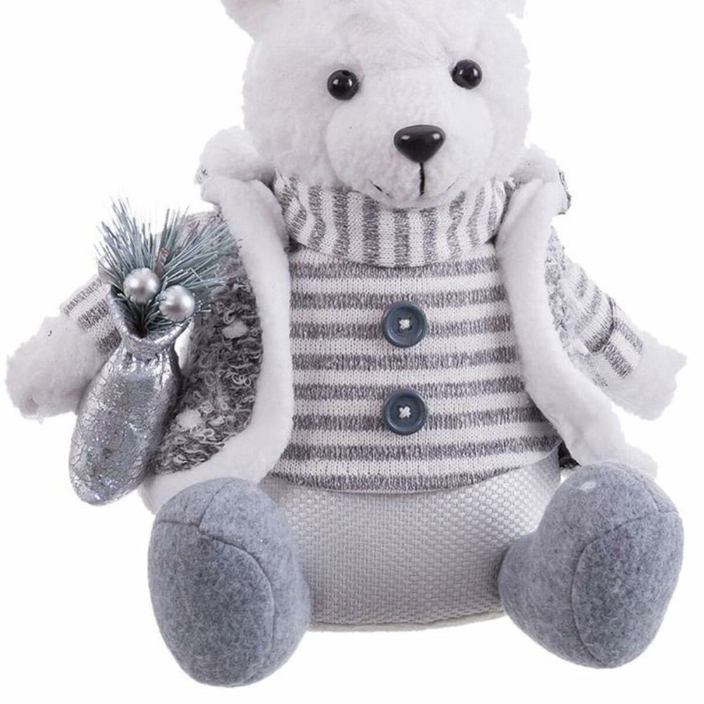 Christmas bauble White Grey Sand Fabric Polar bear 10 x 13 x 28 cm