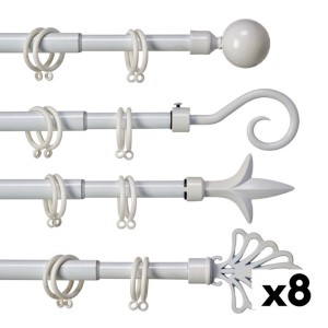 Curtain Bar Extendable 170 - 320 cm White Iron (8 Units)