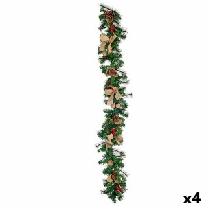 Guirlande de Noël Branche Rouge Vert 22 x 10 x 176 cm (4 Unités)