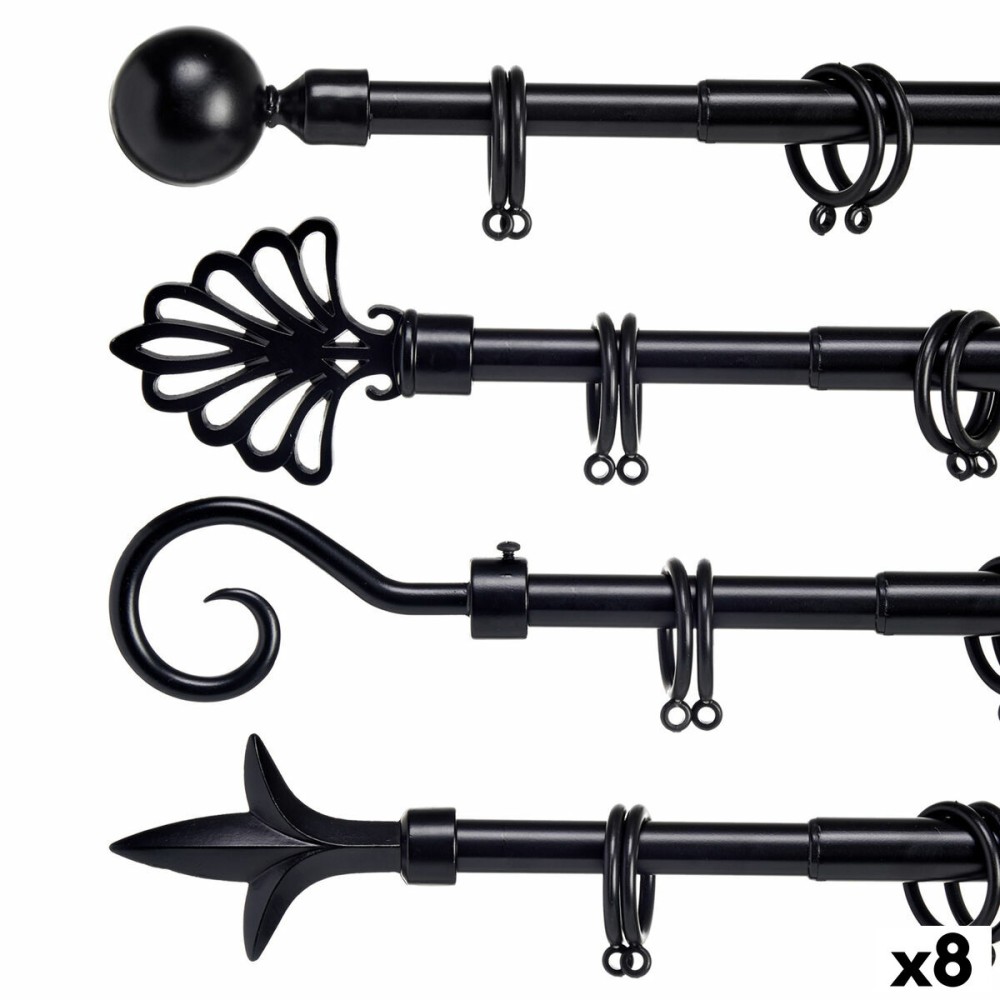 Curtain Bar Extendable Black Iron 5 x 178 x 5 cm (8 Units)