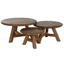 Jeu de 3 tables Home ESPRIT bois de teck 80 x 80 x 43 cm