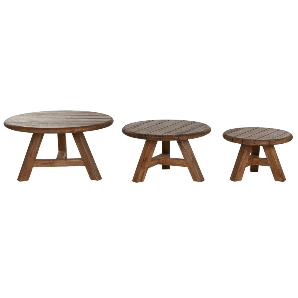 Set of 3 tables Home ESPRIT Teak 80 x 80 x 43 cm