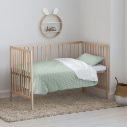 Housse de Couette Kids&Cotton Vichy Menthe 175 Fils 100 x 120 cm