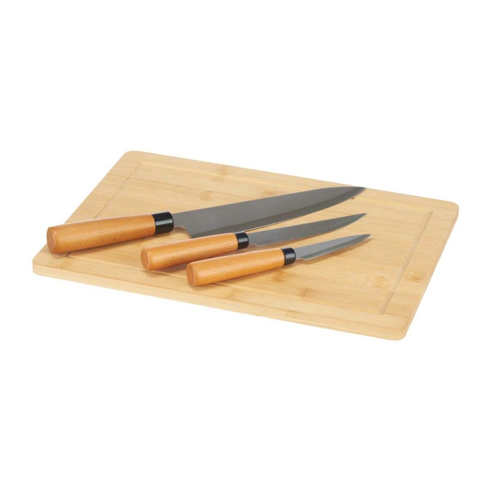 Ensemble de Couteaux Kinvara KT216102 Marron Bambou Planche à découper Fromage (6 Unités)