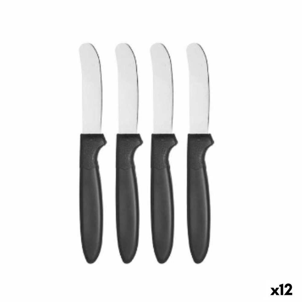 Ensemble de Couteaux Kinvara CN-KT172244E Noir Argenté Acier inoxydable Plastique 17 cm (12 Unités)