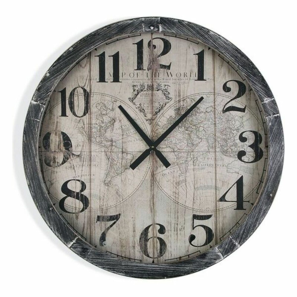 Horloge Murale Versa Map World Bois MDF (6,5 x 76,5 x 76,5 cm)