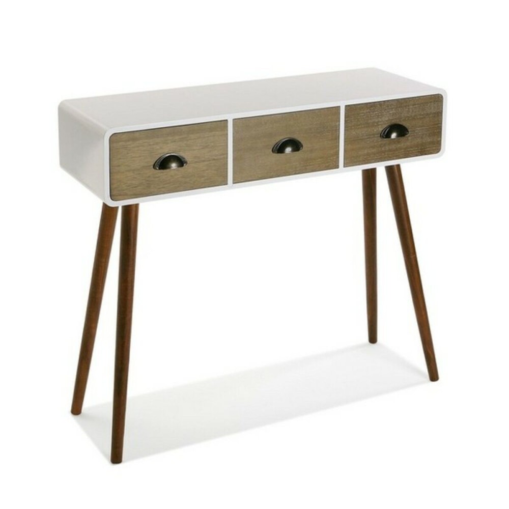 Hall Table with 3 Drawers Versa White Wood MDF and pine 30 x 80,5 x 90 cm