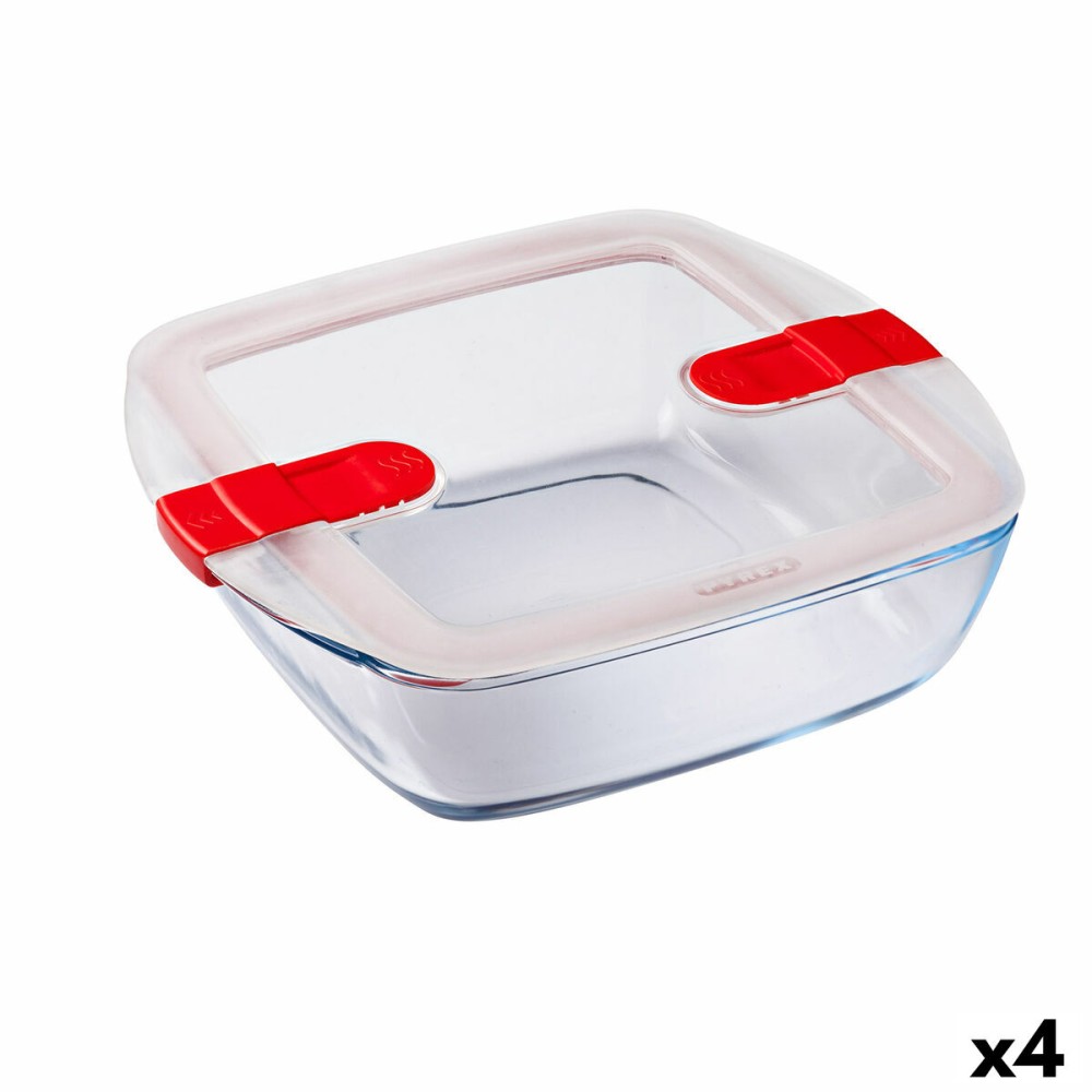 Boîte à lunch hermétique Pyrex Cook & Heat 25 x 22 x 7 cm 2,2 L Transparent verre (4 Unités)