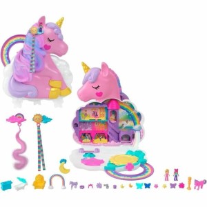 Playset Polly Pocket Coffret Salon De Coiffure Licorne Arc-En-Ciel