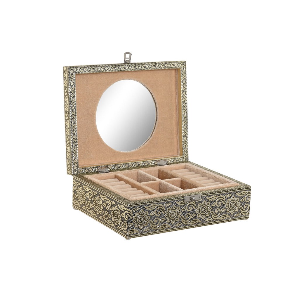 Jewelry box Home ESPRIT White Champagne Wood Aluminium 22,5 x 17,5 x 7,6 cm