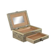 Jewelry box Home ESPRIT White Champagne Wood Aluminium 17,5 x 12,5 x 8,5 cm