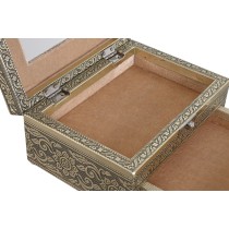 Jewelry box Home ESPRIT White Champagne Wood Aluminium 17,5 x 12,5 x 8,5 cm