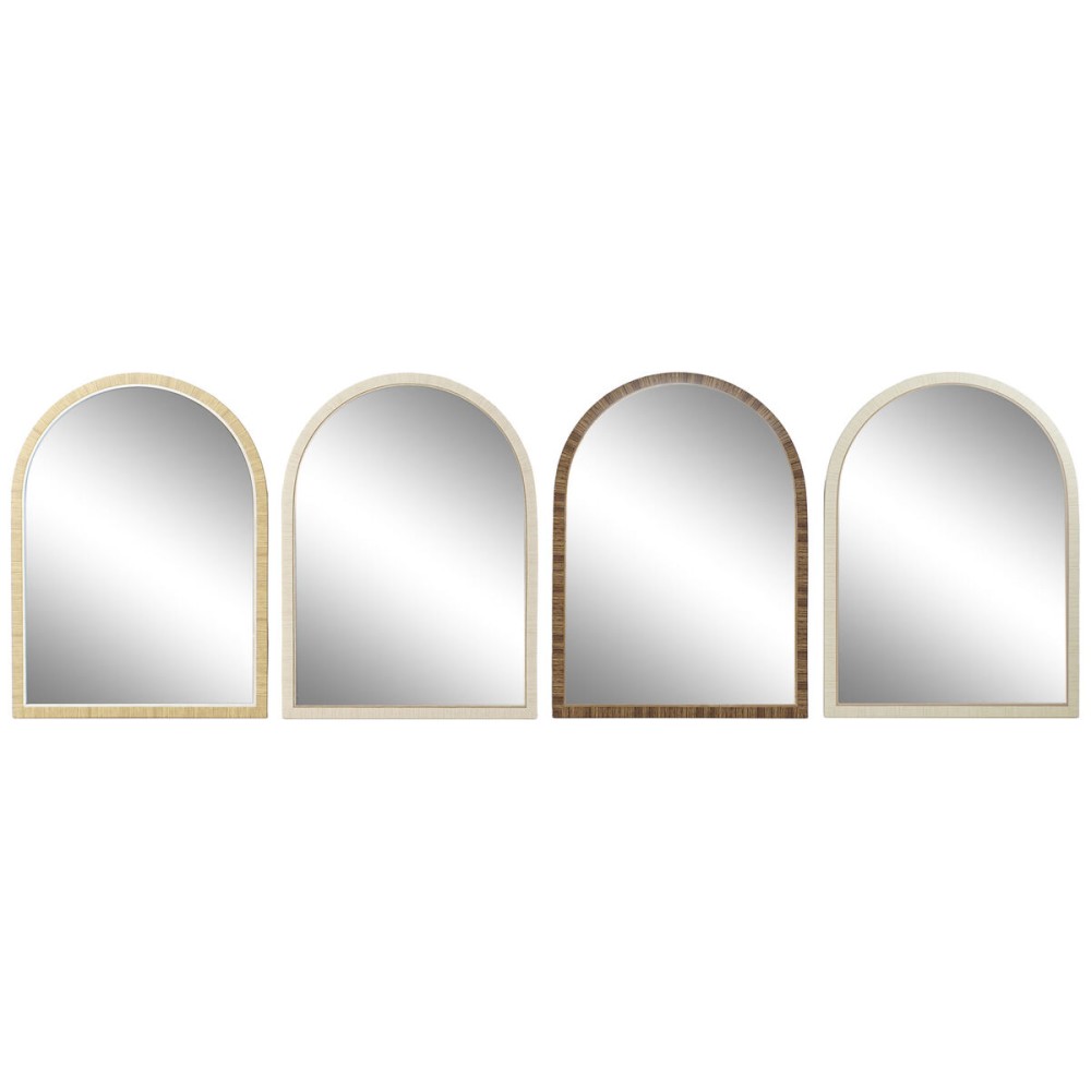 Miroir mural Home ESPRIT Marron Beige Naturel Ivoire Scandi 55 X 2 X 75 cm (4 Unités)