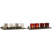 Christmas Candle Holder Home ESPRIT White Red 40 X 9 X 13,5 cm (5 Pieces) (2 Units)