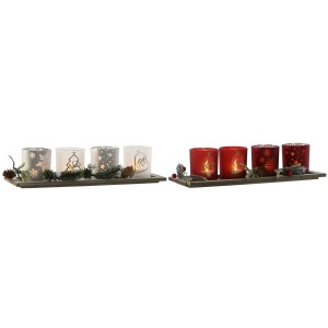 Bougeoirs de Noël Home ESPRIT Blanc Rouge 40 X 9 X 13,5 cm (5 Pièces) (2 Unités)