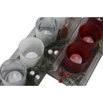 Bougeoirs de Noël Home ESPRIT Blanc Rouge 40 X 9 X 13,5 cm (5 Pièces) (2 Unités)