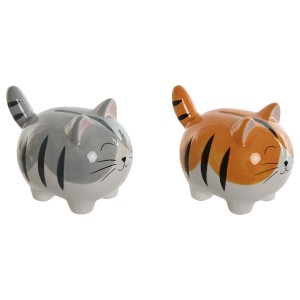 Money box Home ESPRIT Dolomite Cat 16 x 11 x 13 cm (2 Units)