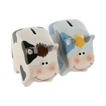 Money box Home ESPRIT Dolomite Cow 16 X 7,5 X 12,5 cm (2 Units)