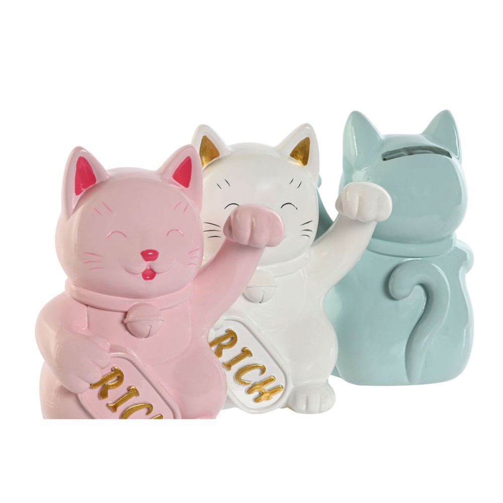 Money box Home ESPRIT Resin Cat 12 x 9,5 x 16 cm (3 Units)