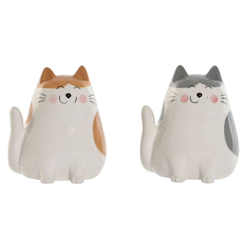 Money box Home ESPRIT Dolomite Cat 13,5 X 10 X 15 cm (2 Units)