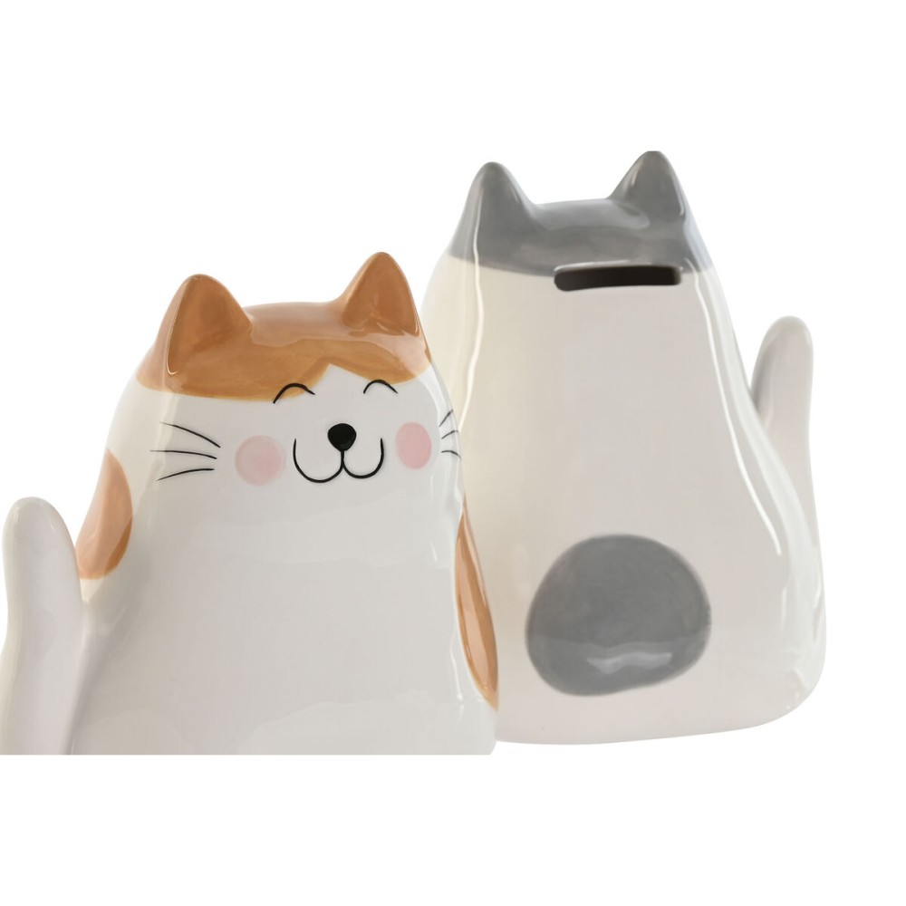 Money box Home ESPRIT Dolomite Cat 13,5 X 10 X 15 cm (2 Units)