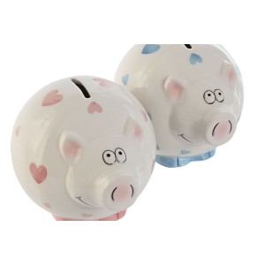 Money box Home ESPRIT Dolomite Pig 15 X 13 X 12 cm (2 Units)