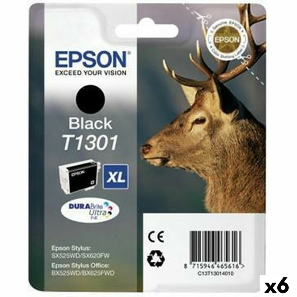 Original Tintenpatrone Epson SX525WD/620FW/ OFFICE B42WD/ 525WD/625FWD/925FWD Schwarz (6 Stück)