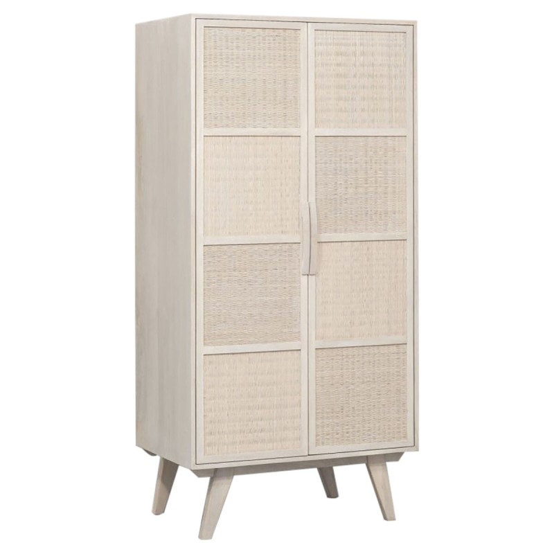 Anrichte Home ESPRIT Weiß Rattan Mango-Holz 87 x 55 x 178 cm