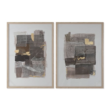 Toile Home ESPRIT Marron Beige polystyrène plexiglas Abstrait Urbaine 74 x 4,5 x 104 cm (2 Unités)