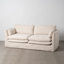 3-Seater Sofa Beige Viscose 224 x 100 x 94 cm