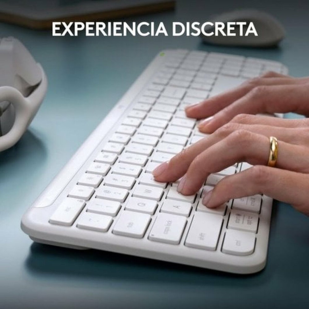 Keyboard Logitech White Spanish Qwerty QWERTY