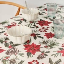 Stain-proof resined tablecloth Belum Christmas Flowers Red Green Natural 300 x 150 cm