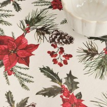 Stain-proof resined tablecloth Belum Christmas Flowers Red Green Natural 300 x 150 cm