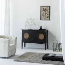 Sideboard Alexandra House Living Black Rattan Fir wood 40 x 78 x 106 cm