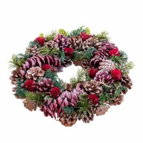 Advent wreathe Red Multicolour Plastic Foam Pineapples 35 x 35 x 9 cm