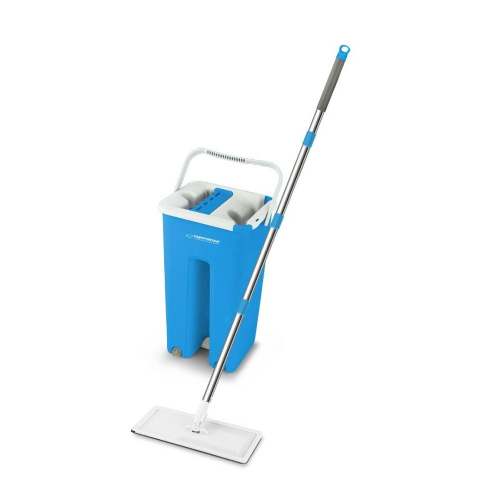 Mop with Bucket Esperanza EHS004 Blau Weiß Mikrofaser