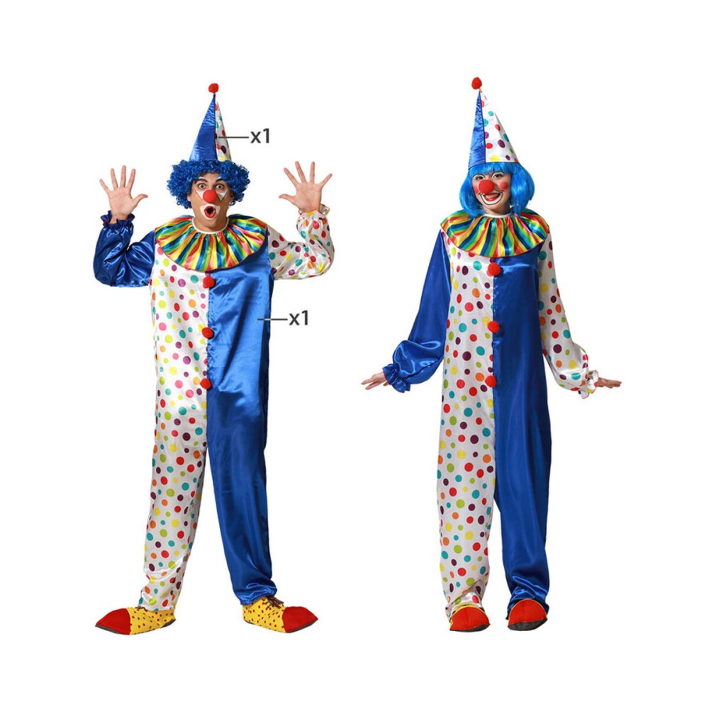 Costume for Adults M/L Male Clown Blue