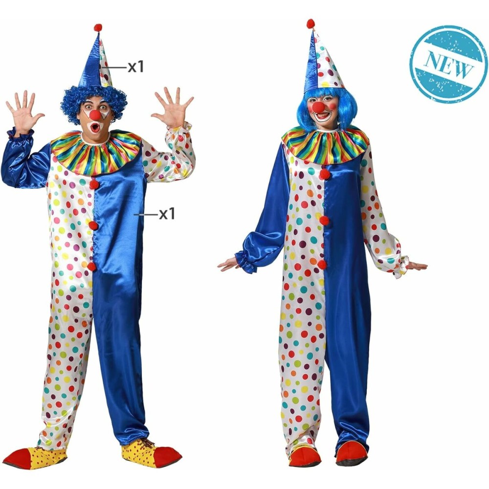 Costume for Adults M/L Male Clown Blue