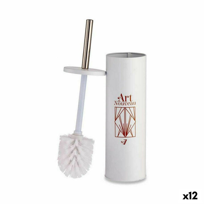 Toilet Brush Art Nouveau White Bronze Steel Plastic 9,5 x 37,5 x 9,5 cm (12 Units)