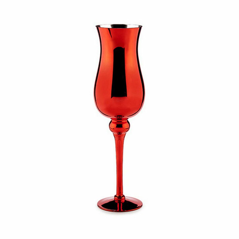 Bougeoir Verre Rouge 13,5 x 4,5 x 13,5 cm (6 Unités)