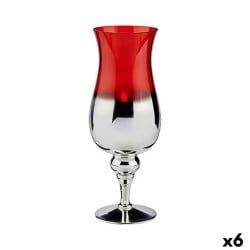 Candleholder Crystal Red Silver 13 x 35 x 13 cm (6 Units)