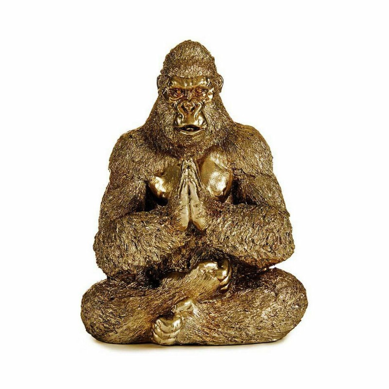 Decorative Figure Yoga Gorilla Golden 16 x 27,5 x 22 cm (4 Units)