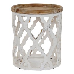 Side table DKD Home Decor 50 x 50 x 58 cm Fir Natural White MDF Wood