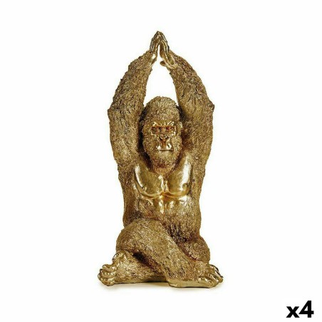 Decorative Figure Yoga Gorilla Golden 17 x 36 x 19,5 cm (4 Units)