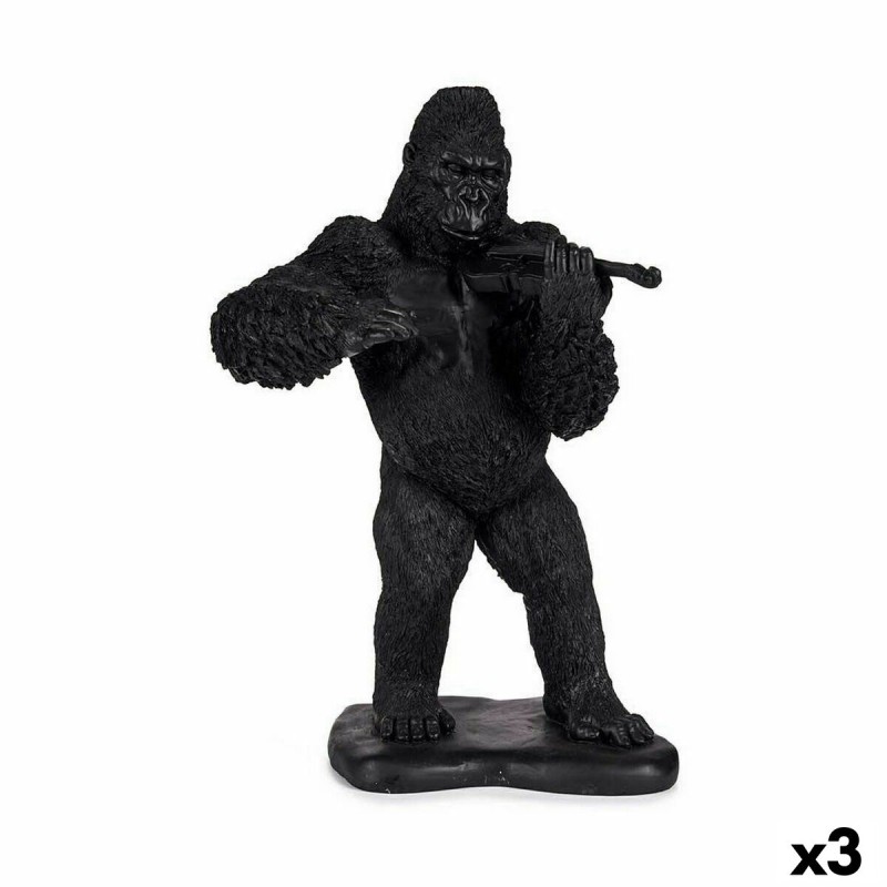 Deko-Figur Gorilla Violine Schwarz 17 x 41 x 30 cm (3 Stück)