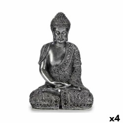 Deko-Figur Buddha Sitzend Silberfarben 17 x 32,5 x 22 cm (4 Stück)